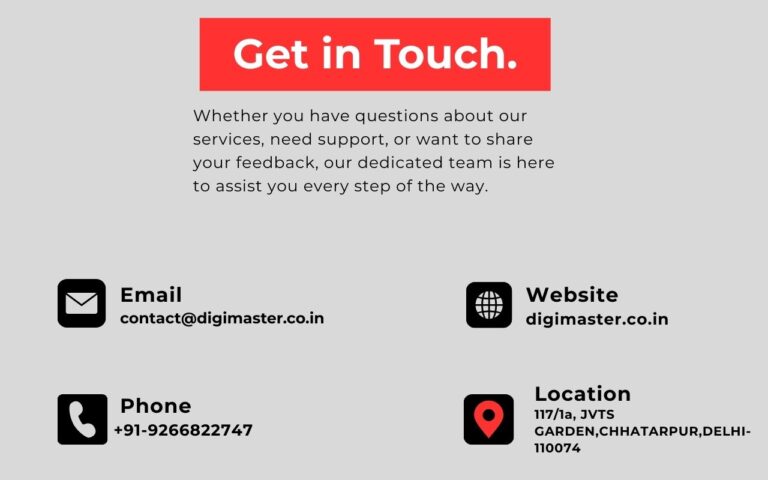 Contact digimaster.co.in Digital Marketing institute in Delhi,SEO,Meta ads,google ads,wordpress development,email marketing feel free to reach us
